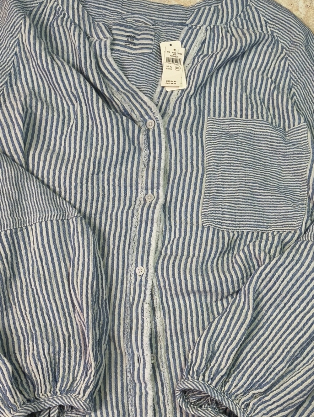 aerieXL Blue and White Striped Top Nwt